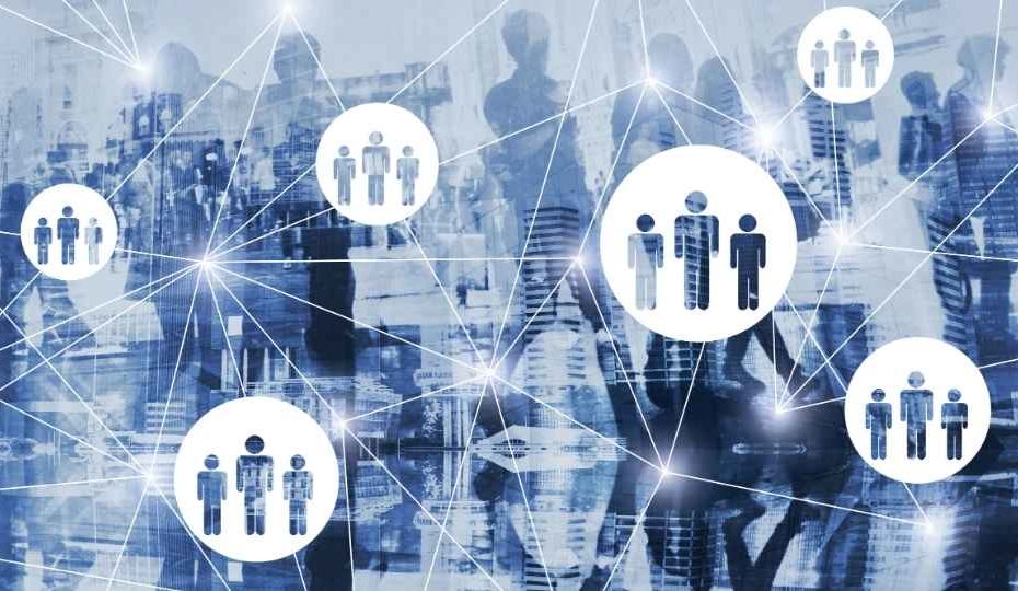 pessoas e gráficos projetados